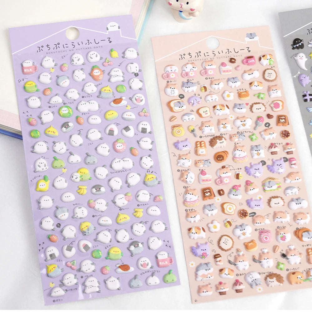 Kawaii Mini Animals Cartoon 3D Puffy Stickers Cute Scrapbooking DIY