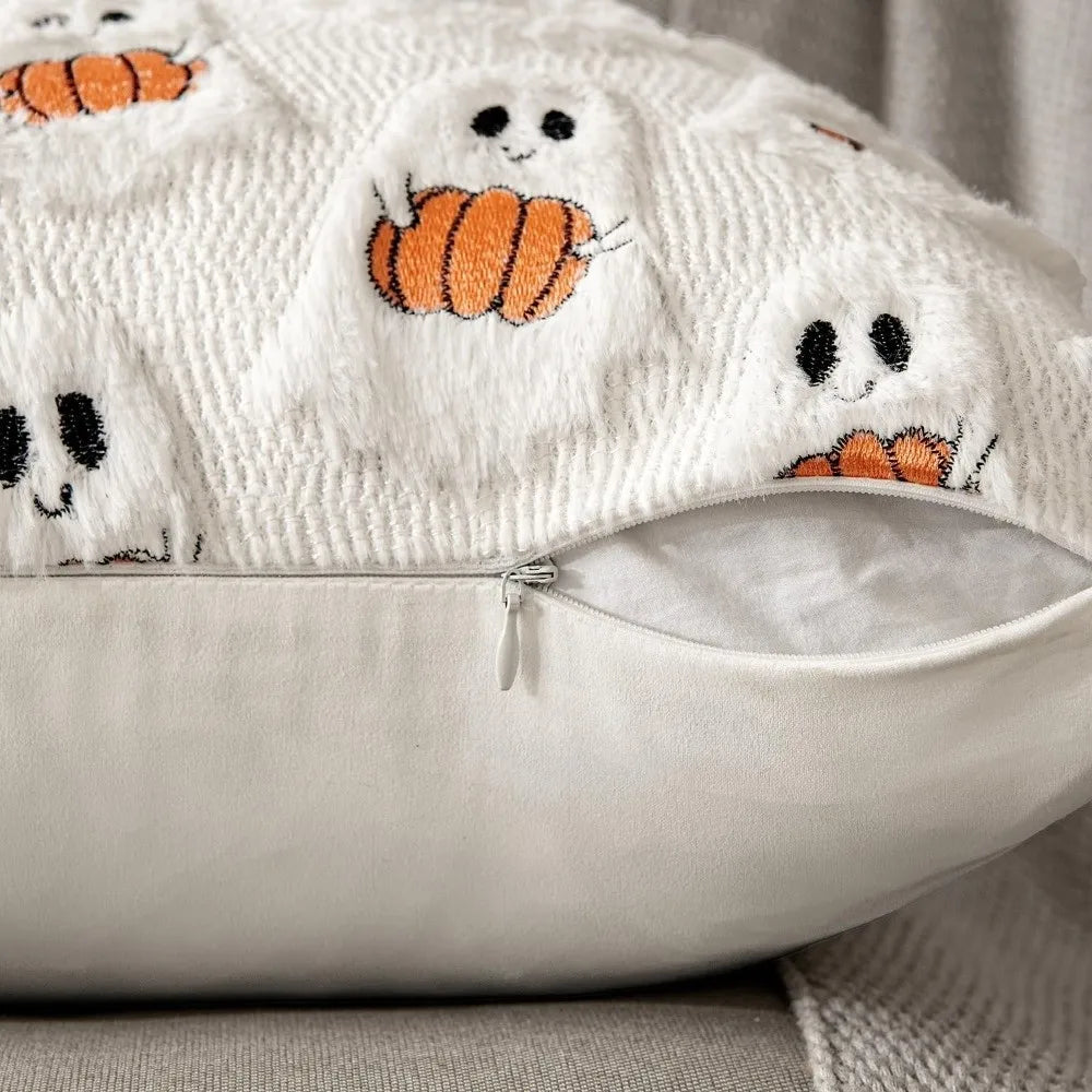 Halloween Ghost & Pumpkin Throw Pillow Cover 45x45cm
