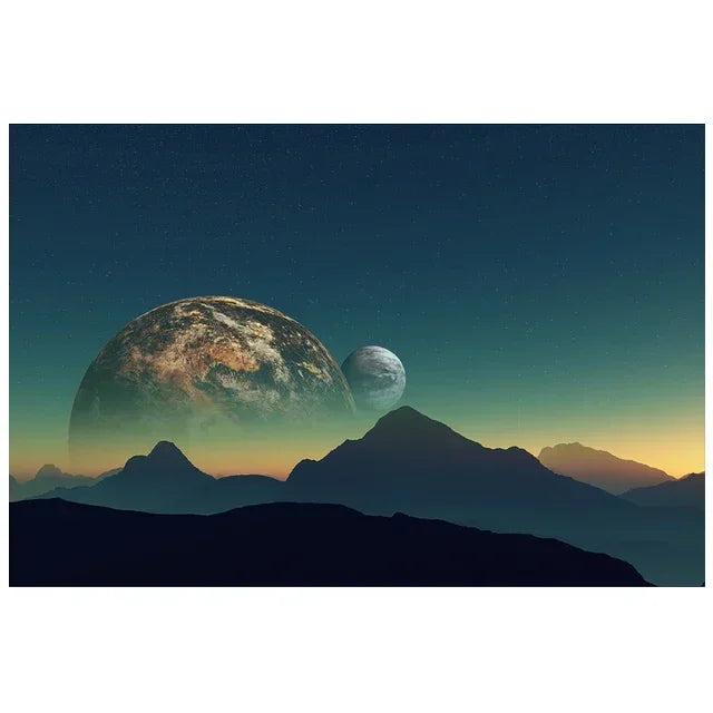 Surrealism Space Galaxy Canvas Wall Art | Stars & Planets Print