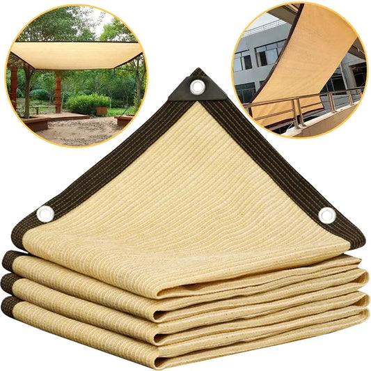 Beige Sun Shade Sail UV-Blocking Perforated PE Mesh 2x2m Outdoor Shade Sail Oasis Select