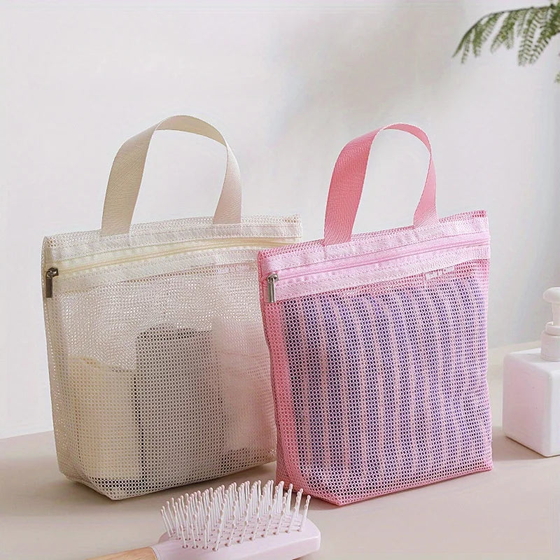 Mesh Hollow-Out Bag for Bath, Travel, Beach & Makeup