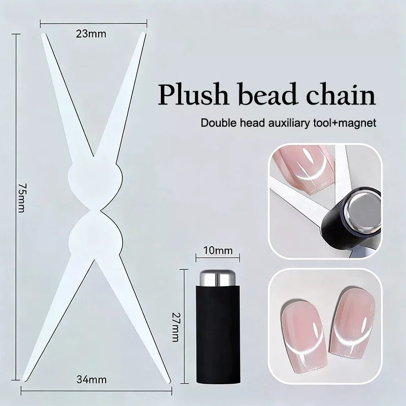 New French Dual Ended French Cat Eye Magnet Tool Y-Shaped Plate Magnetic Auxiliary Tool Gel Polish Magnet Rod Tool DIY Peaceful Pleasures Health and Wellness