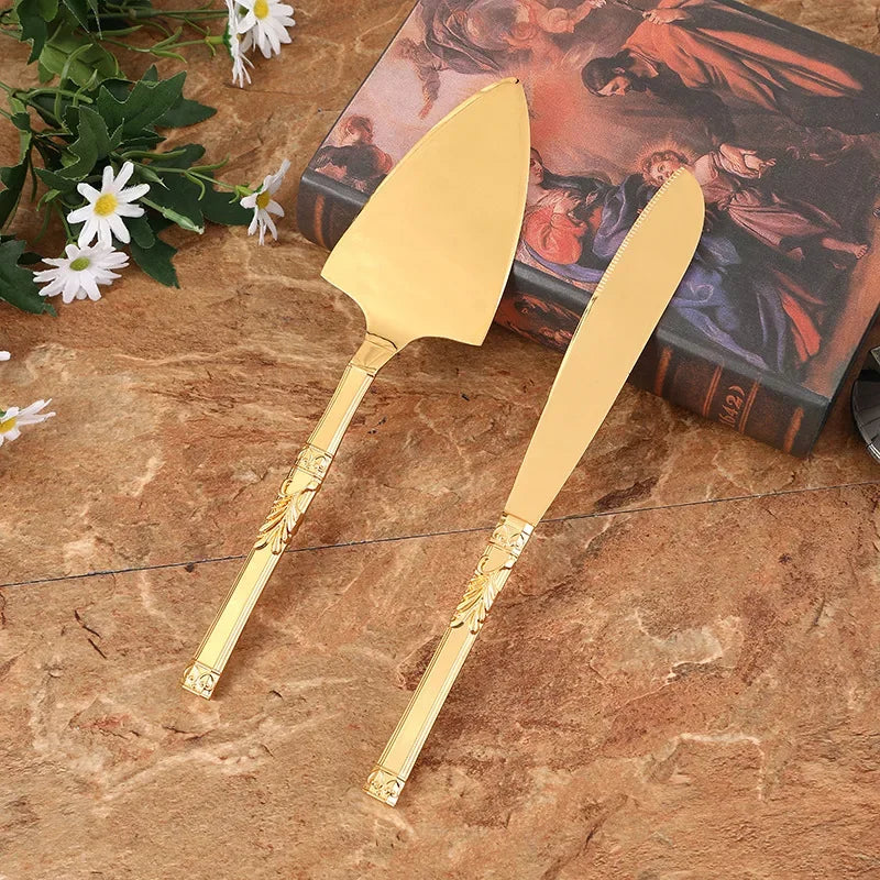 2Pcs Wedding Cake Knife and Shovel Pizza Bread Knife Wedding Supplies Cake Knife Triangle Bread Shovel Baking Tools Peaceful Pleasures Health and Wellness Style 2