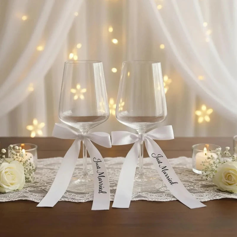 5-Pack Custom Name White Ribbons for Wedding & Bridal Decor