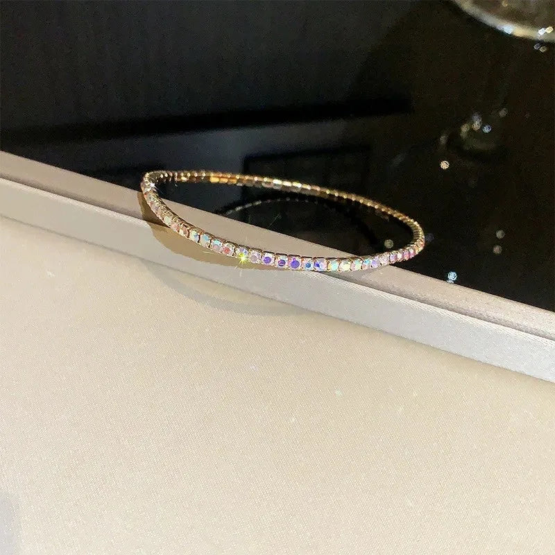 2pcs AB Diamond Elastic Charm Bracelet Set – Colorful Sparkly