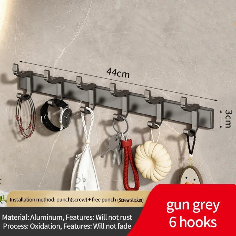 No-Drill Adjustable Door Hooks – 6-Pack Aluminum Bathroom Hooks