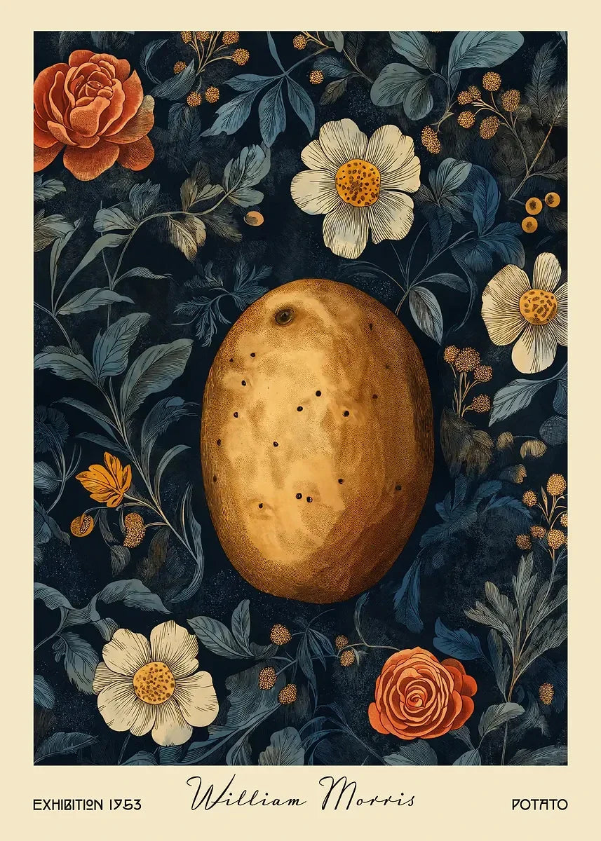 William Morris Retro Kitchen Fruit Canvas Wall Art | Dining Decor