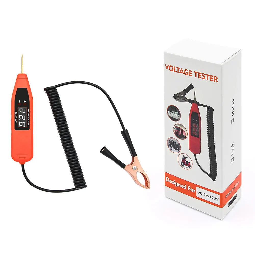 5-120V Digital Display Automotive Circuit Voltage Tester Pure Copper Probe Positive Negative Detection Auto Repair Tool Peaceful Pleasures Health and Wellness Circuit Tester