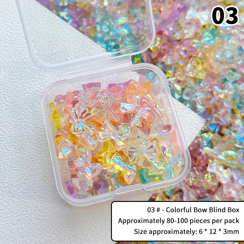 3D Resin Bow Nail Charms – Mixed Ribbon Cartoon Nail Art Set