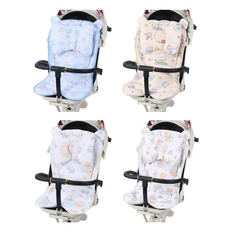 Baby Stroller Cushion Pad with Detachable Pillow – Breathable Cotton