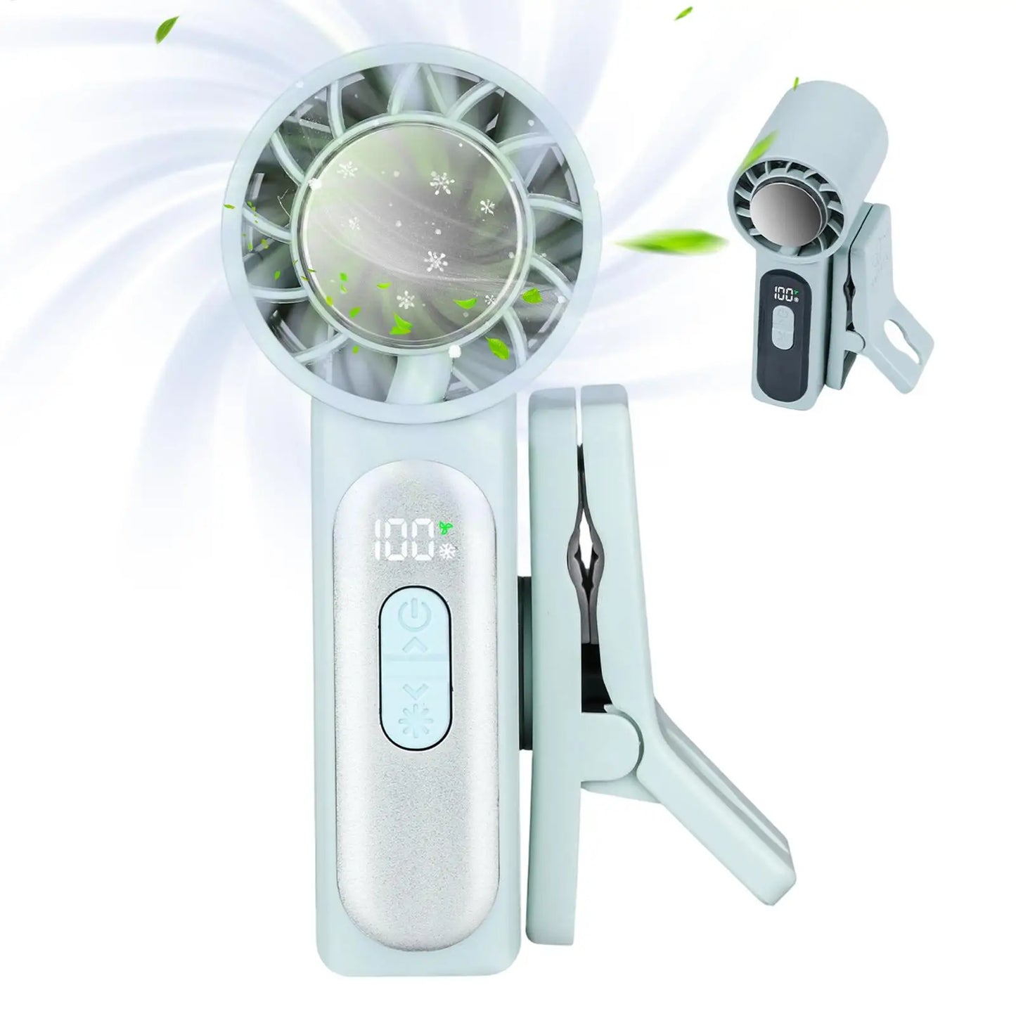 Portable Clip-On Fan with LED Display | 100-Speed Personal Fan