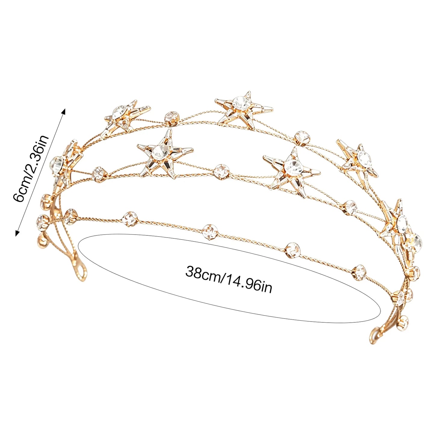 Baroque Star Hairband For Women Alloy Rhinestone Bridal Headpiece With Double Layer Design Peaceful Pleasures Health and Wellness