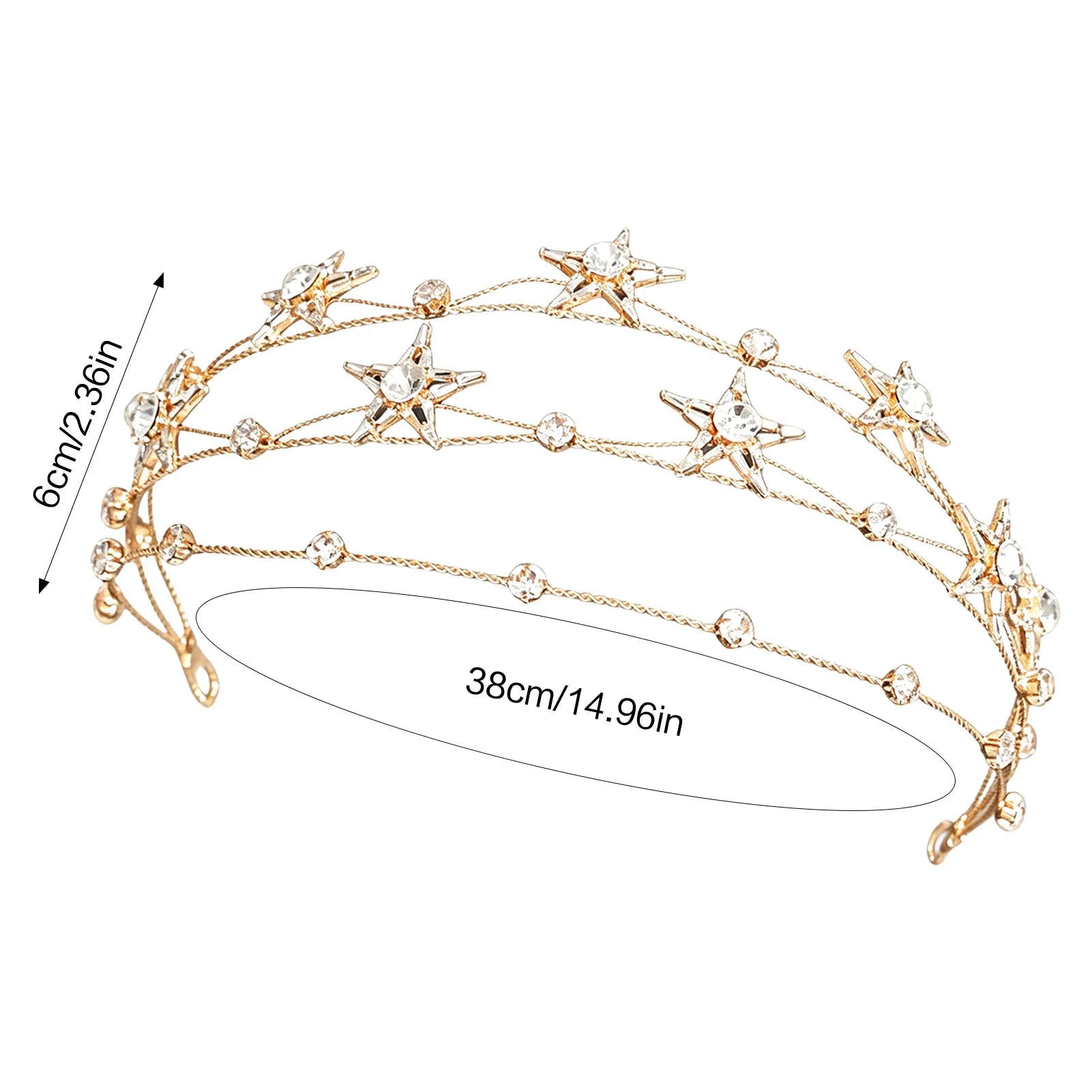 Baroque Star Hairband For Women Alloy Rhinestone Bridal Headpiece With Double Layer Design Peaceful Pleasures Health and Wellness