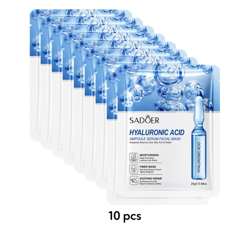 SADOER Hyaluronic Acid Face Mask 10 Pcs – Hydrating Sheet