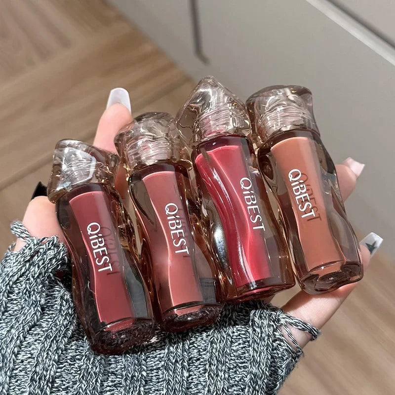 QIBEST 4 Colors Mirror Water Lip Gloss Cosmetics Long Lasting Liquid Lipstick Moisturizing Lip Tint Lip Glaze Korean Makeup Peaceful Pleasures Health and Wellness
