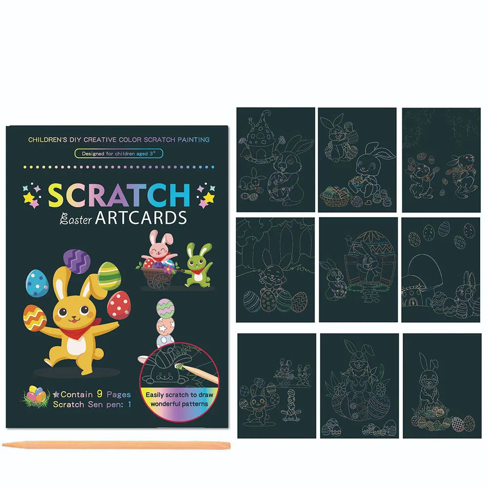 Children Scratch Painting Magic Rainbow Colors Art Card Books Early