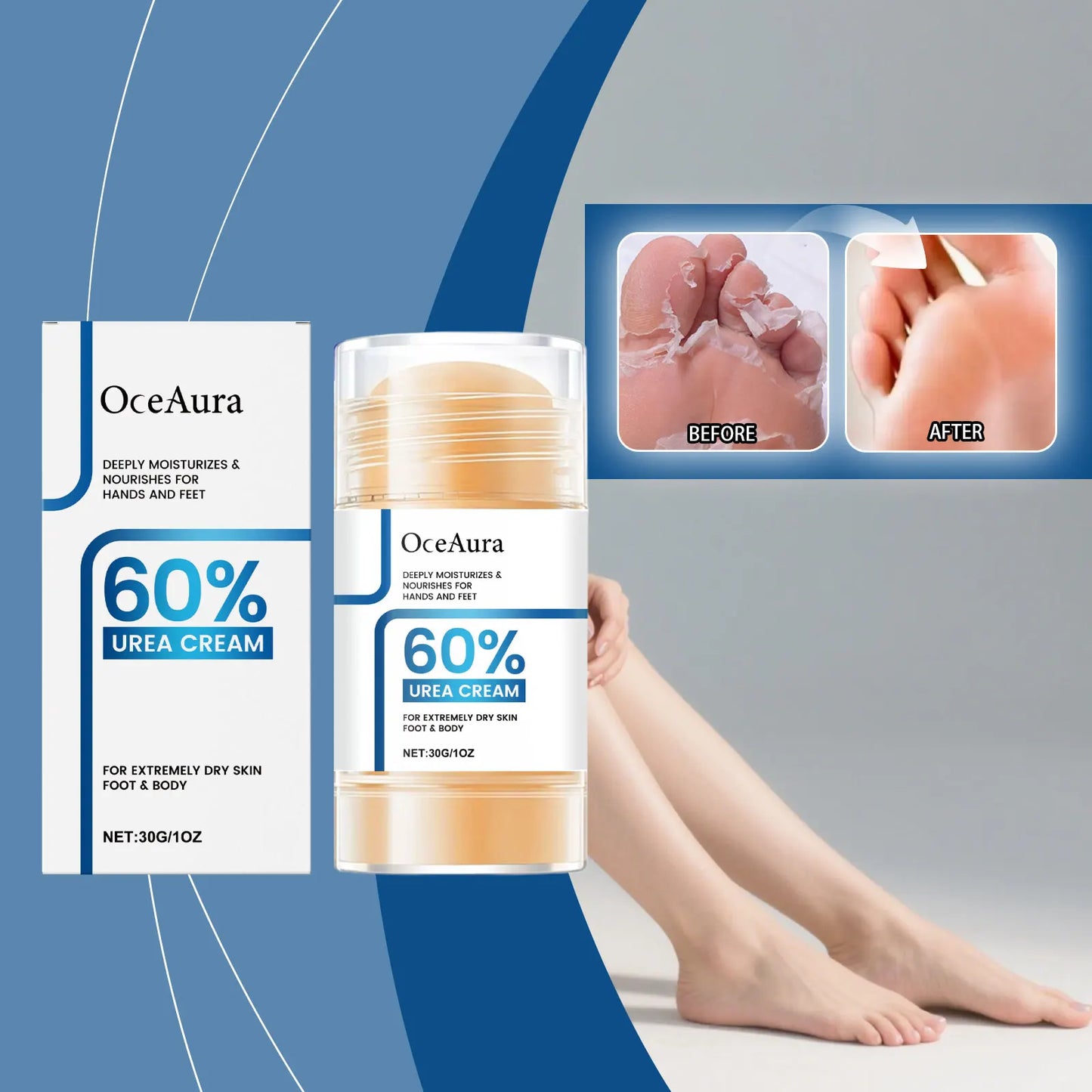 OceAura 60% Urea Foot Cream Stick | Heel & Dry Skin Care