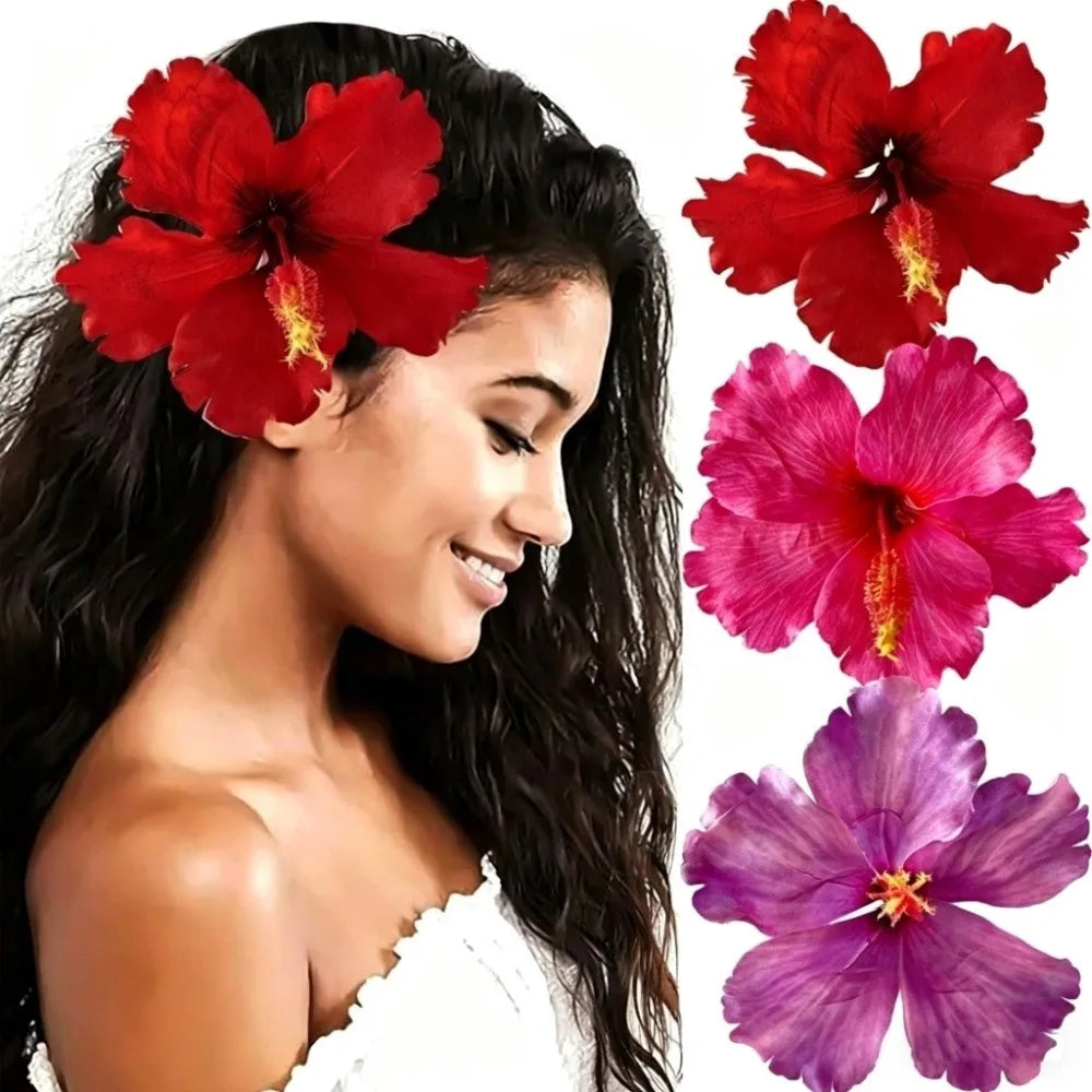Hibiscus Flower Hair Clip – Bohemian Floral Barrette for Women