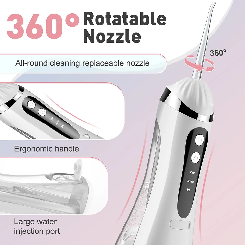 Water Flosser Cordless Oral Irrigator USB Rechargeable IPX6 Portable Dental Water Jet Teeth Cleaner For Home Travel Braces Care Peaceful Pleasures Health and Wellness