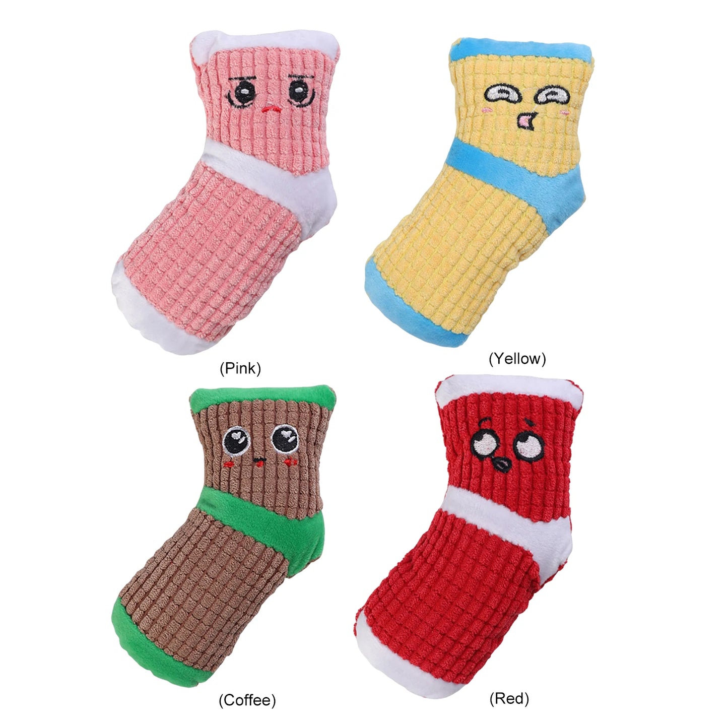 Plush Heavy Duty Dog Toy Cute Sock Shape Dog Toys Resistant Expression Dog Bite Toy Stress Management for Teething Breed Peaceful Pleasures Health and Wellness