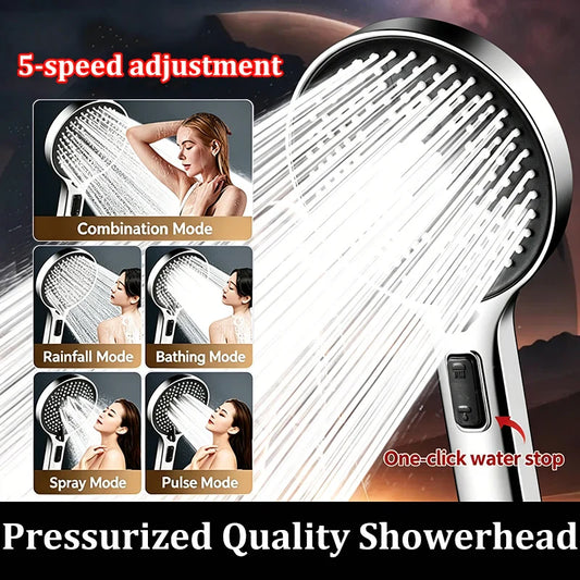 5-Mode High Pressure Handheld Shower Head | One-Key Stop Handheld Shower Head Oasis Select
