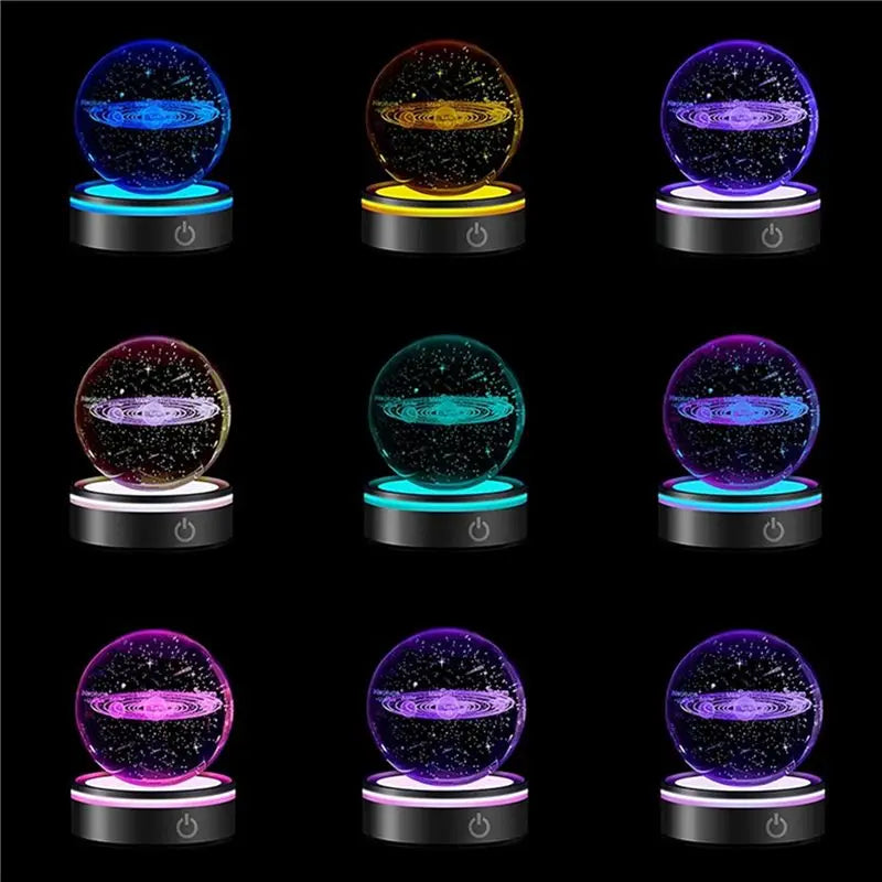 A36T-6X LED Light Base With Sensitive Touch Round Colorful Stand Display For 3D Crystal Glass Art Photo Frame Silver Concave Peaceful Pleasures Health and Wellness