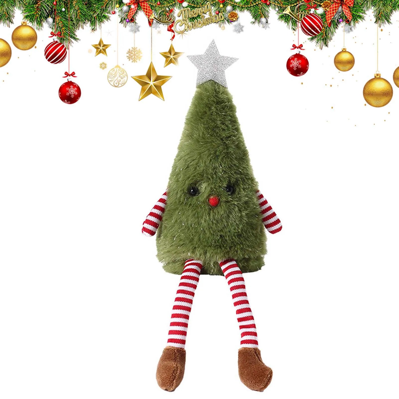 Christmas Tree Gnome Doll Dining Tabletop Figurines Home Decoration Suitable for Fireplace Shelf Window Peaceful Pleasures Health and Wellness Green
