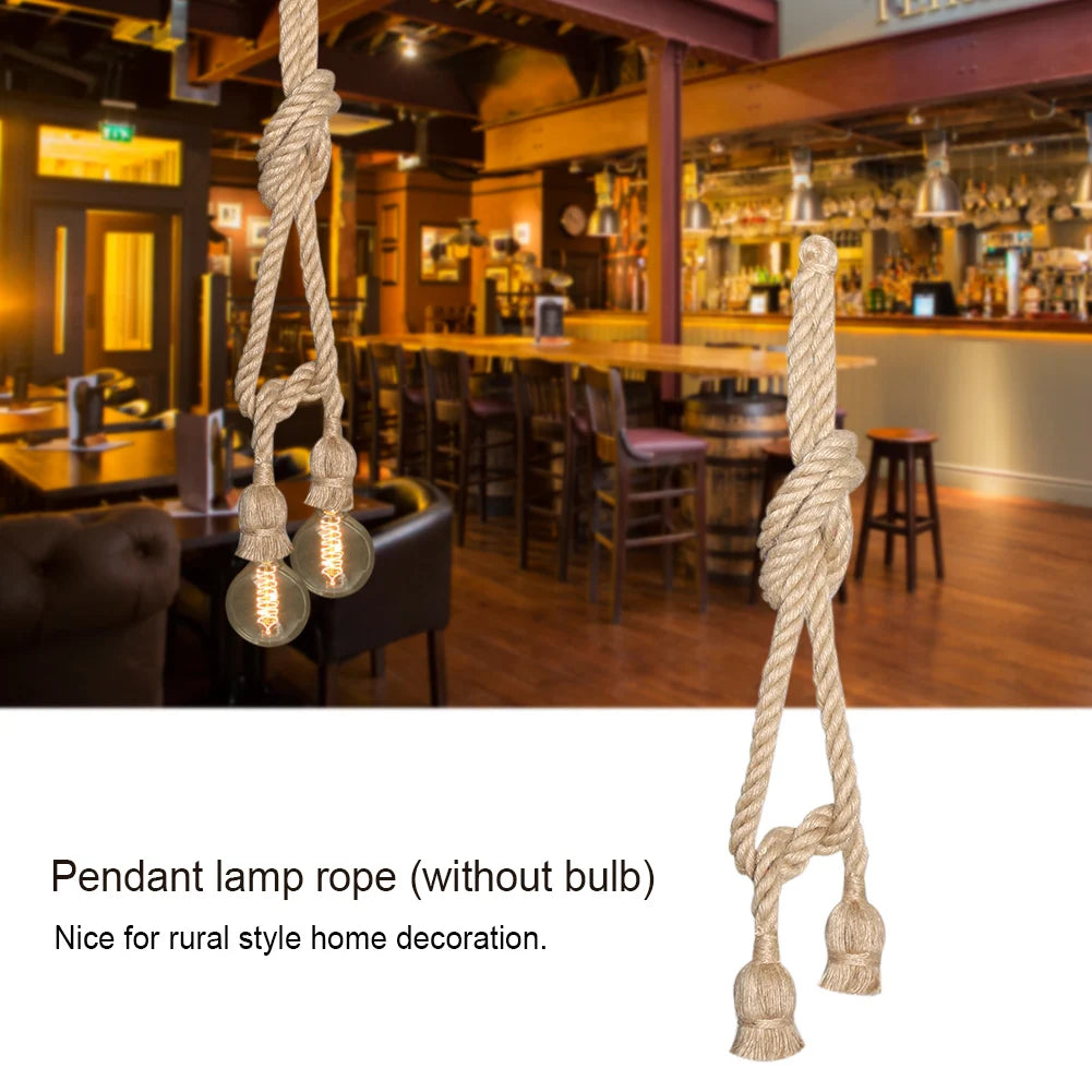 2m E27 Vintage Hemp Rope Ceiling Light Base Pendant Lamp Bulb Holder 85-265V Lamp Holder Lamp Base Peaceful Pleasures Health and Wellness