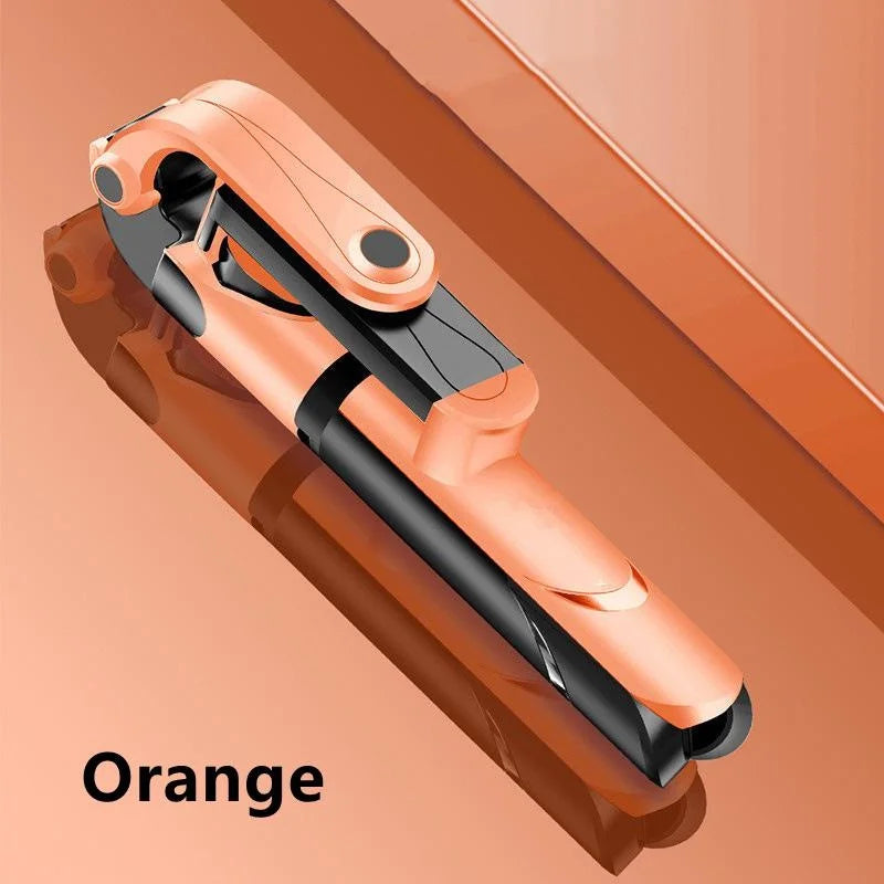 Extendable Handheld Selfie Stick Tripod with Remote Shutter Self-timer Tripod Portable Mobile Phone Bracket Foldable Phone Stand Peaceful Pleasures Health and Wellness Orange