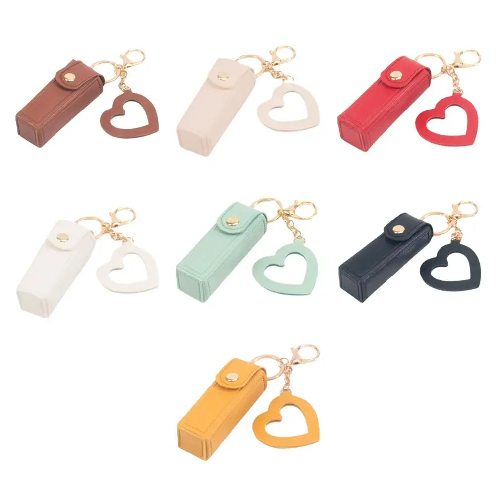 Mini PU Leather Lipstick Bag Keychain | Lip Gloss Holder Lipstick Bag Keychain Peaceful Pleasures Health and Wellness