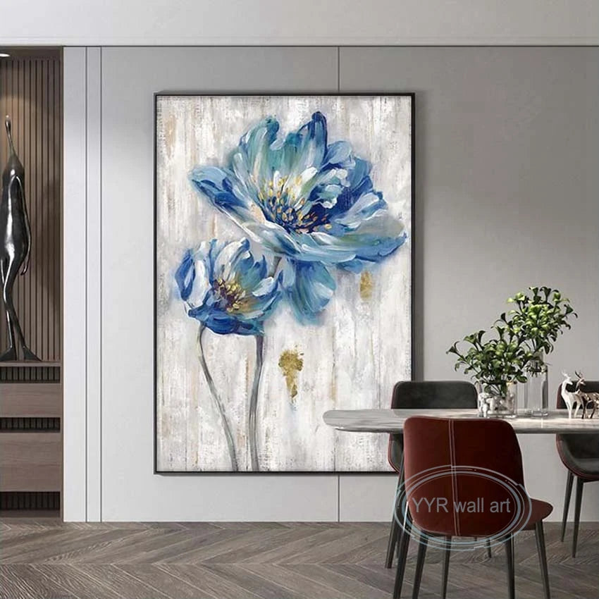 Pure Handmade Flower Oil Painting Wall Decoration Art Canvas Poster Frameless Acrylic Hanging Painting Living Room Bedroom Porch Peaceful Pleasures Health and Wellness