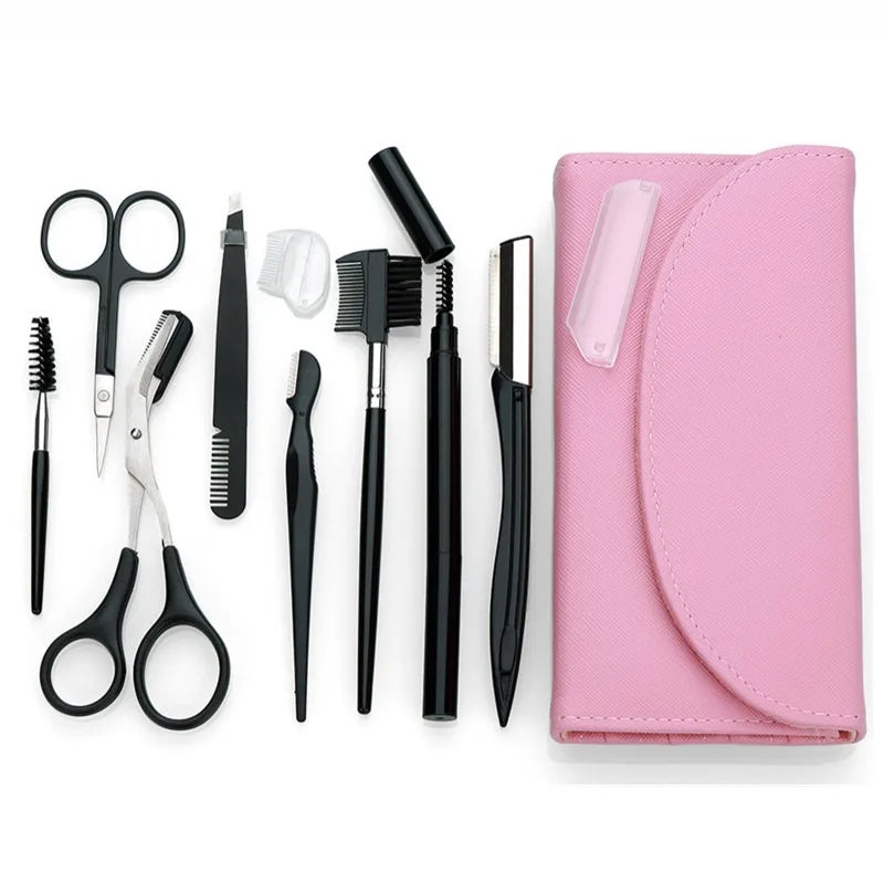 8Pcs Stainless Eyebrow Grooming Kit Storage Bag 7/8in1 Professional Tweezer Set Precision Tweezers Eyebrow Comb Peaceful Pleasures Health and Wellness