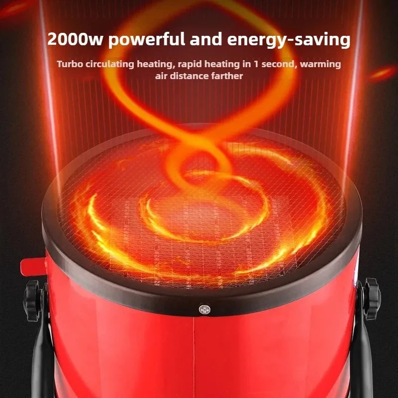 Portable 2000W Fast Heating Space Heater Adjustable Thermostat 2 Settings Fan Mode Overheat Tip-Over Protection Energy Saving Peaceful Pleasures Health and Wellness