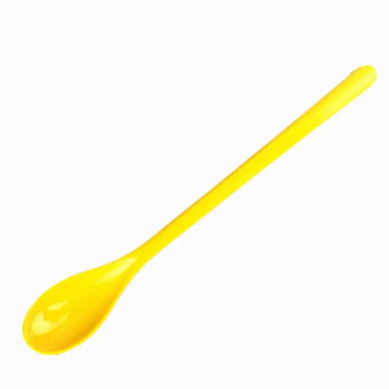 Candy Color Plastic Long Handle Dessert Spoons Dinner Tea Spoon Tableware Flatware Stirring Coffee Kitchen Scoops Soup Peaceful Pleasures Health and Wellness Yellow