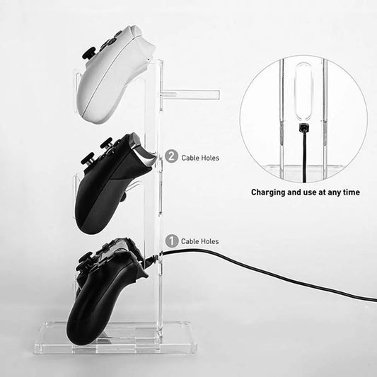 Durable Acrylic 3-Layer Controller Holder Black Transparent Game Handle Display Stand White Universal Headphone Peaceful Pleasures Health and Wellness