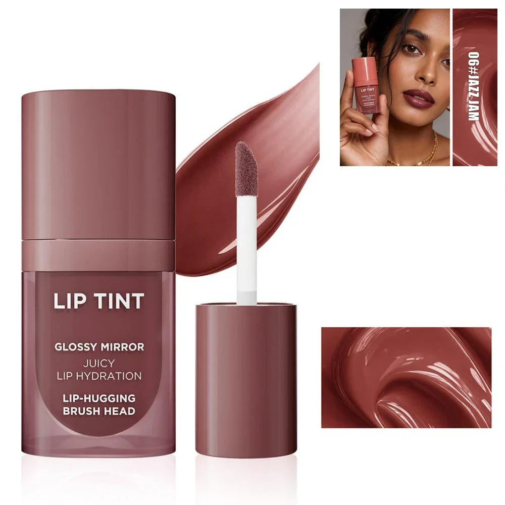 6 Colors Glossy Mirror Juicy Lip Tint Waterproof Non-stick Cup Long Lasting Moisturizing Lipstick High Shiny Lip Gloss Cosmetics Peaceful Pleasures Health and Wellness JAZZ JAM