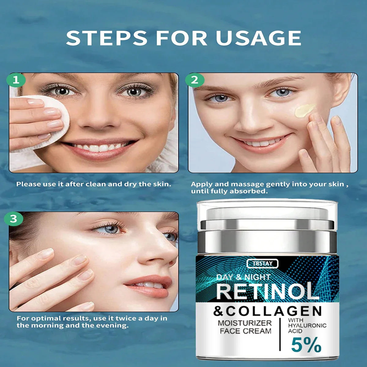 TRSTAY Retinol & Collagen Day Night Face Cream – Hyaluronic Acid