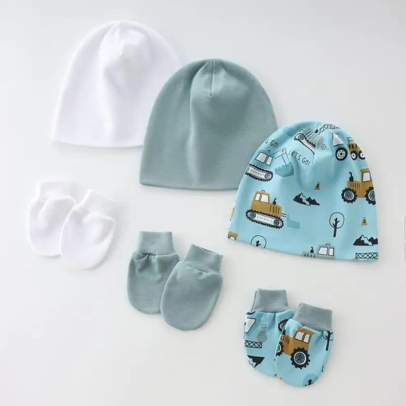 Newborn Baby Hat & Anti-Scratch Gloves Set | Soft Cotton