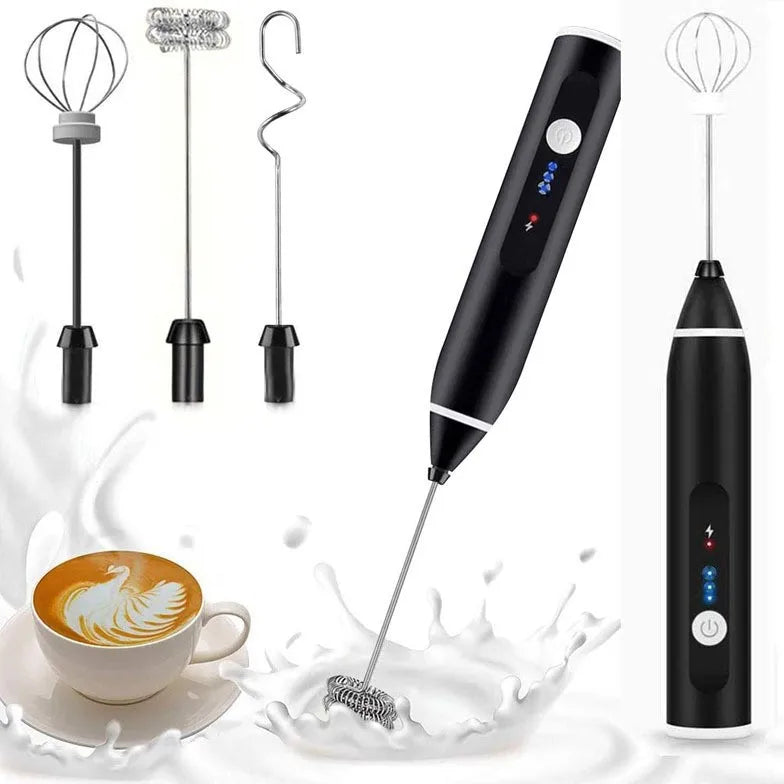 USB Rechargeable Electric Milk Frother & Handheld Whisk Mixer