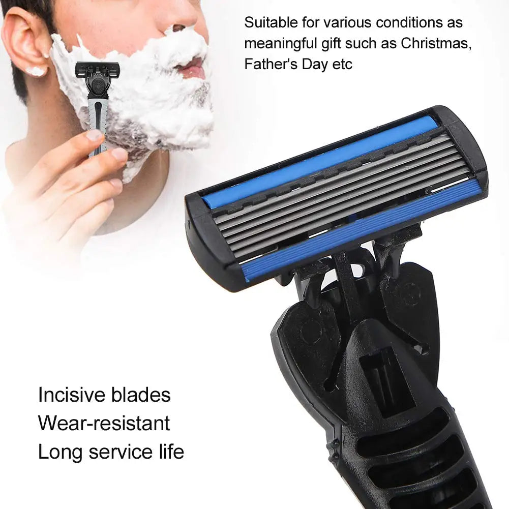 6-Layer Manual Safety Razor | Stainless Steel for Travel & Home