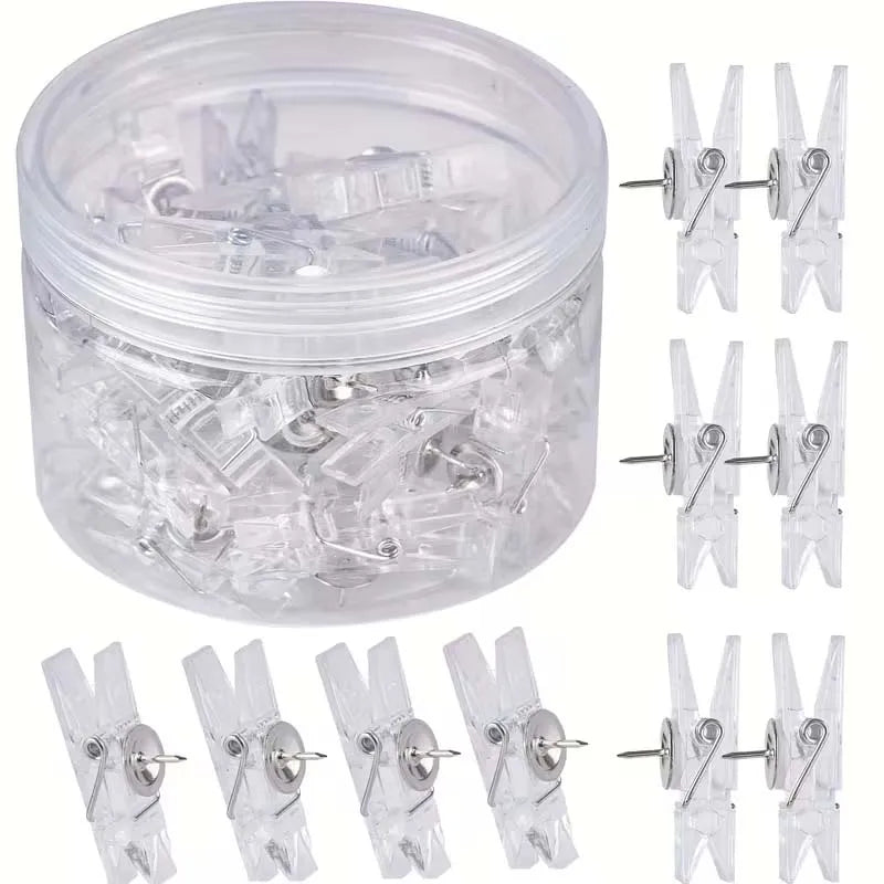 20-Pack Mini Clear Photo Clips – Spring Clothespins for Crafts