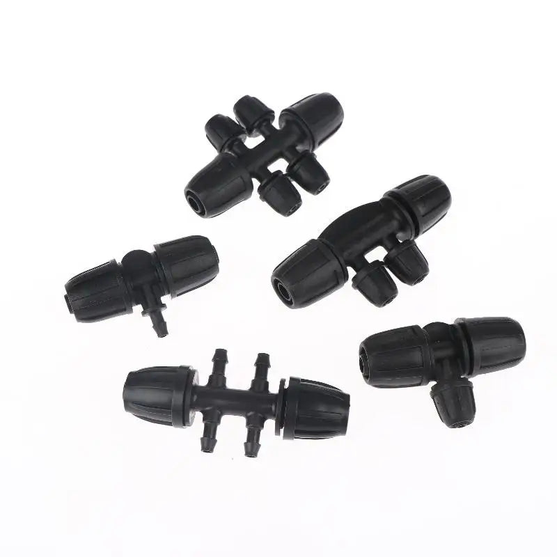 Versatile Black 5PCS PE Pipe Connector 1/2 Inch 3 4 6 Way Fittings Leakproof Durable for Drip Irrigation Garden Watering System Peaceful Pleasures Health and Wellness