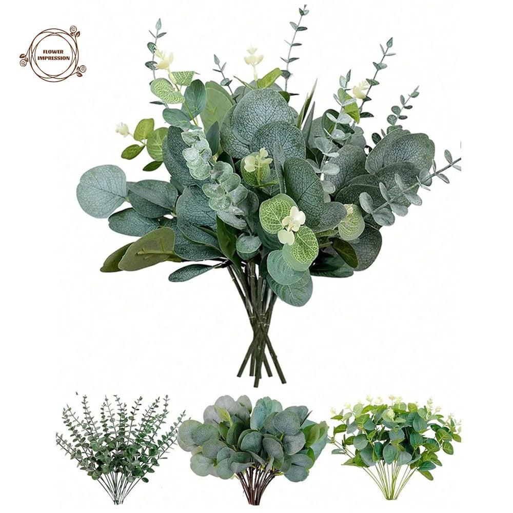 30pcs Artificial Eucalyptus Stems with Berries | Faux Greenery