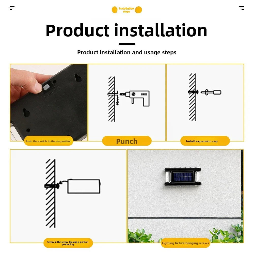 Solar Wall Wash Lights Outdoor IP65 Warm White LED – 1–5 Pack