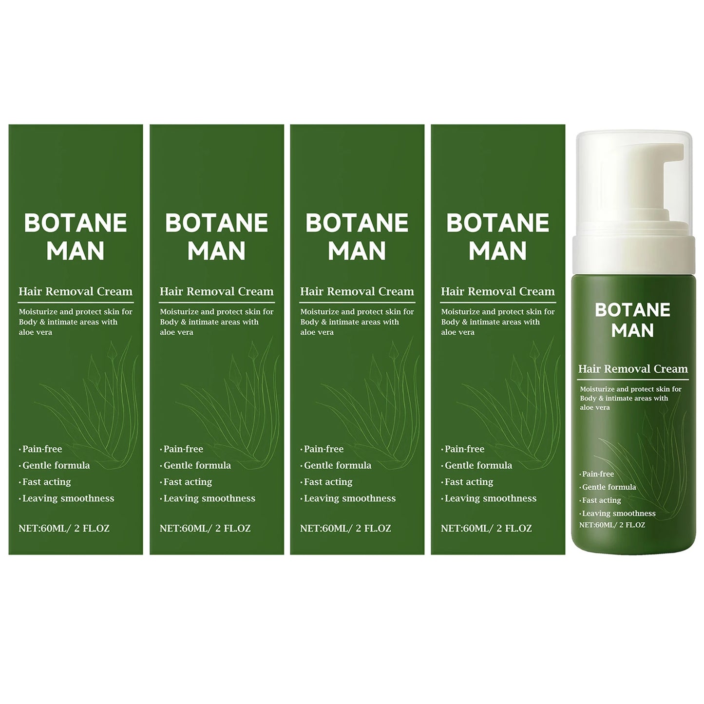 Men's Pain-Free Hair Removal Cream Mousse – 60ml Moisturizing Hair Removal Cream Peaceful Pleasures Health and Wellness 4 x 60ml Boxed