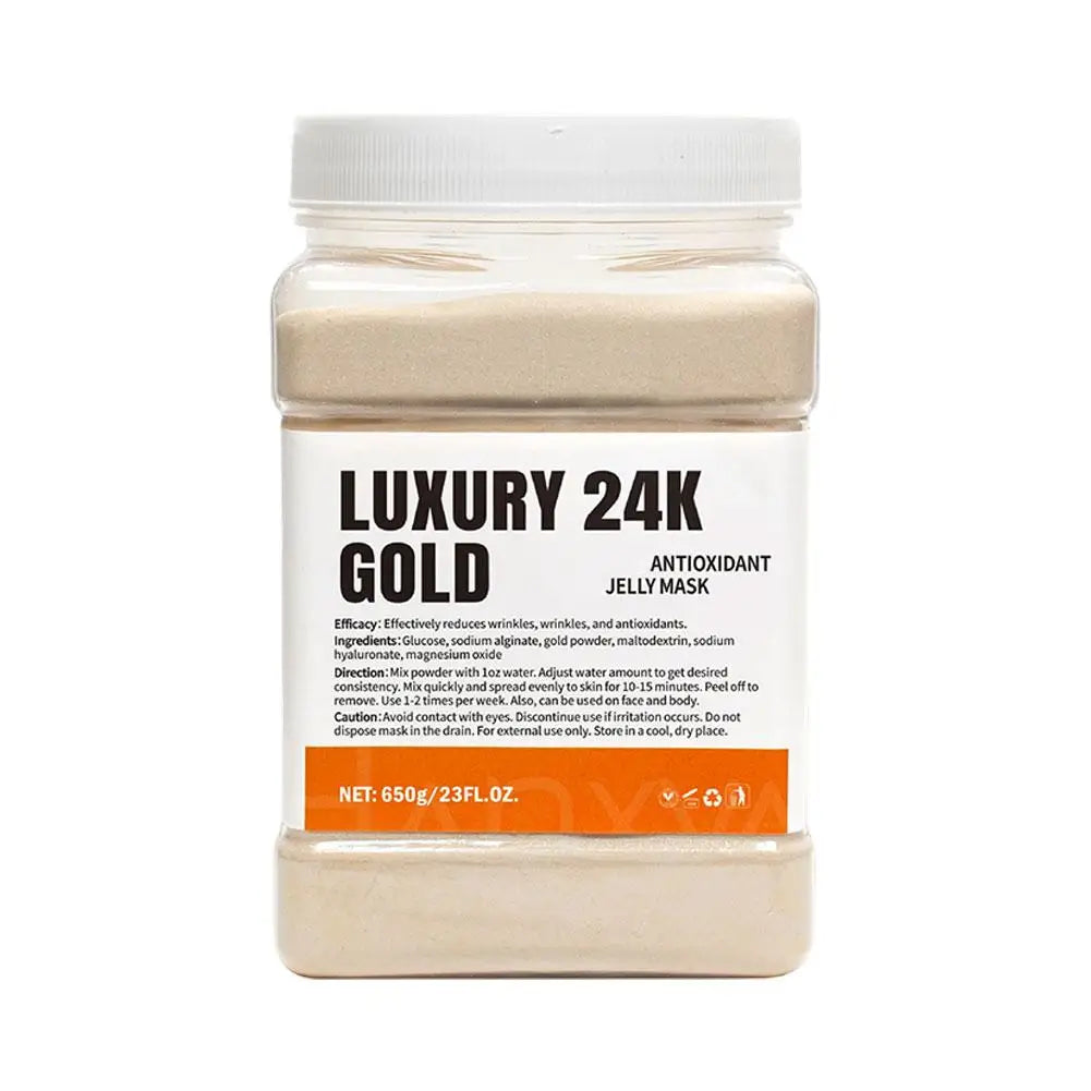 Gold Crystal Jelly Mask Powder 650g Deeply Hydrate and Fade Wrinkles Facial Treatment Glowing Beauty Salon Skincare Product Peaceful Pleasures Health and Wellness 24k gold