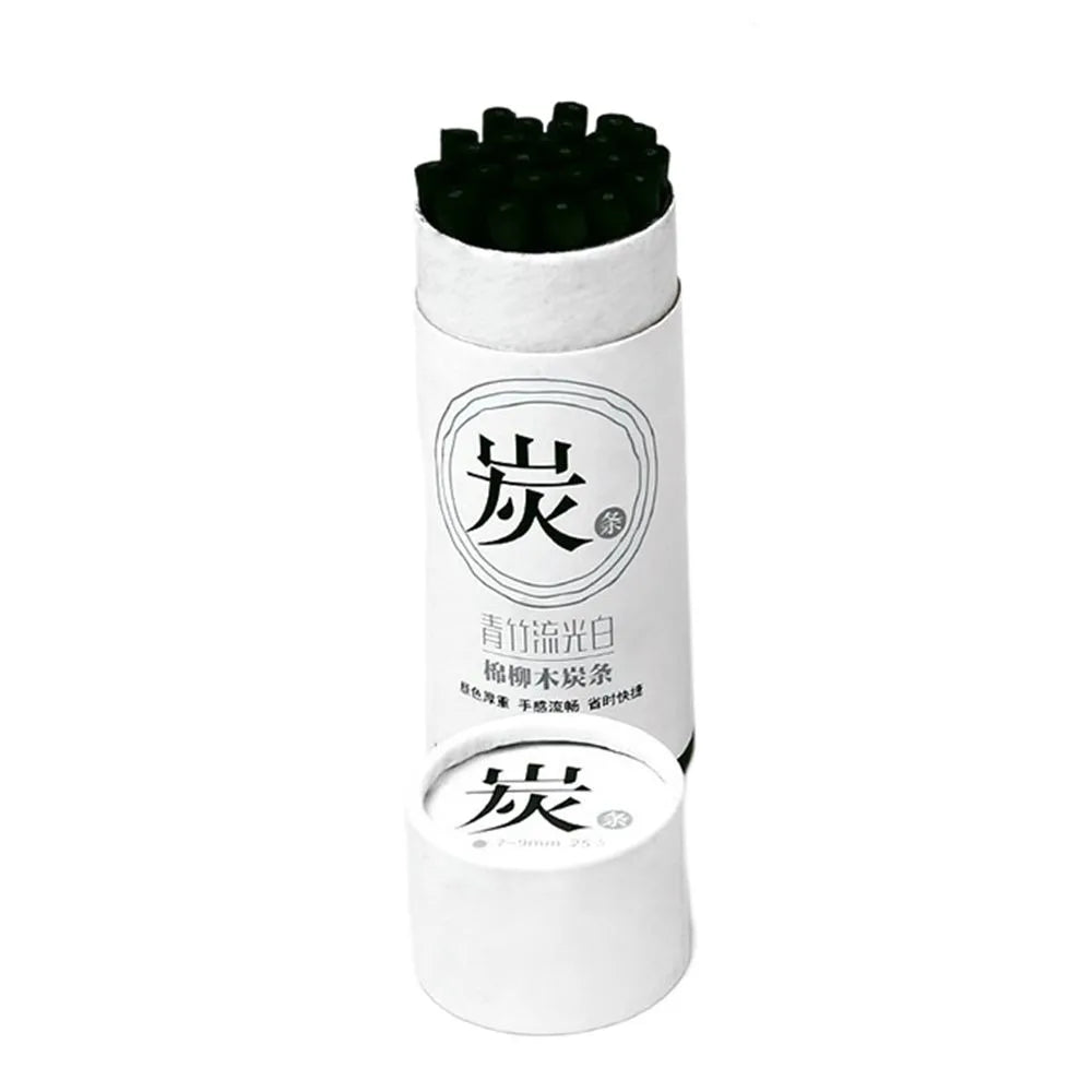 Black Color Charcoal Sticks Willow Charcoal Strong Color Charcoal Bars Professional Vine Charcoal Drawing Charcoal Pencils Peaceful Pleasures Health and Wellness 7 to 9mm