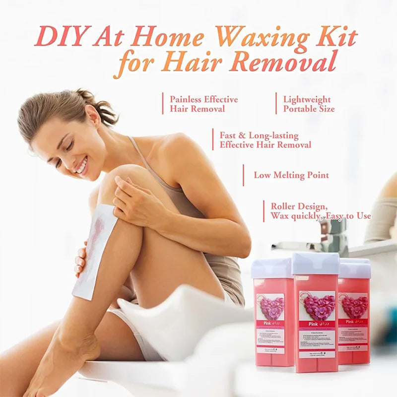 BXA 3-in-1 Roll-On Waxing Kit | Wax Heater, Cartridge & Strips