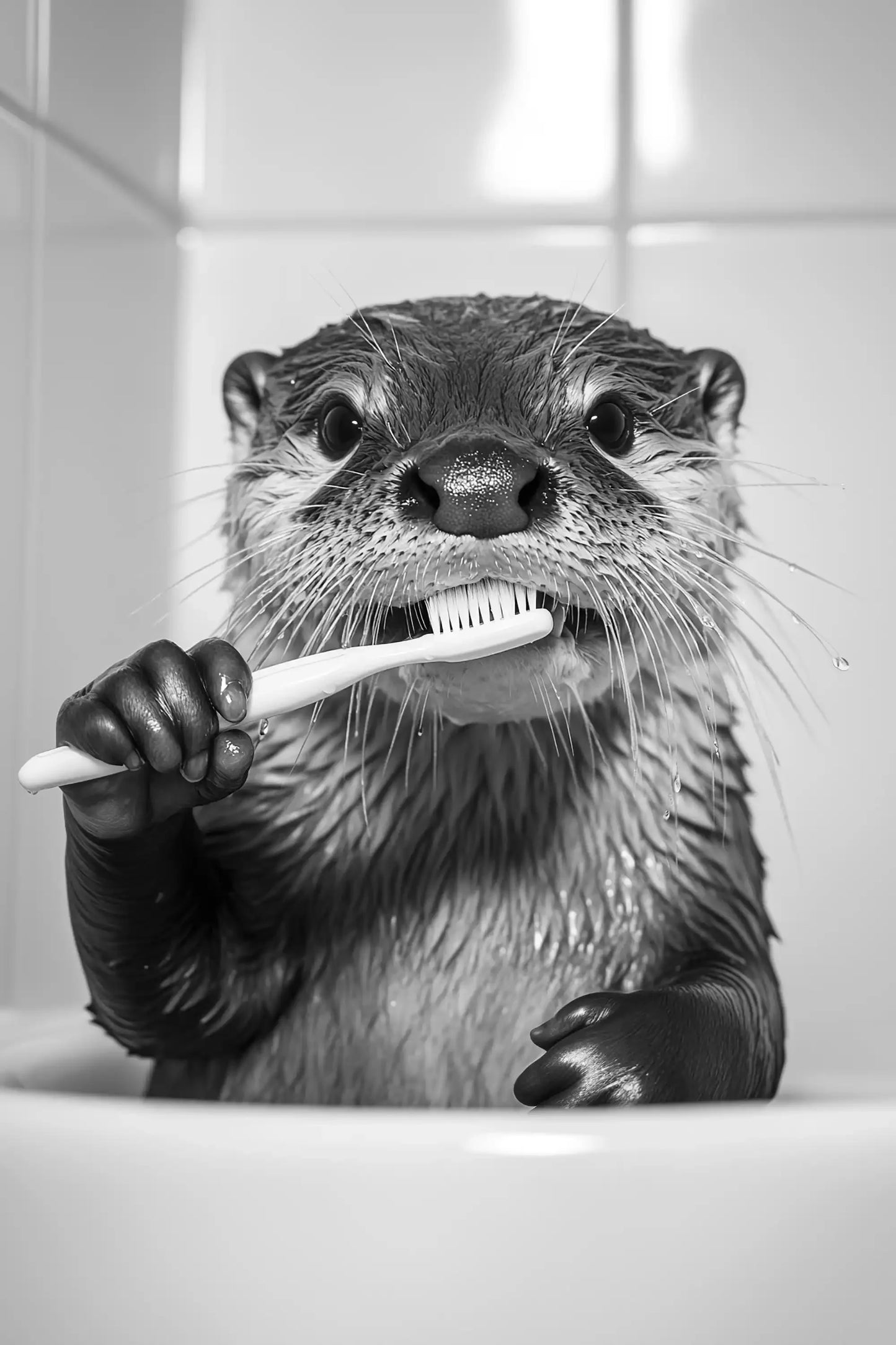 Black & White Cute Animal Toilet Paper Canvas Wall Art Poster