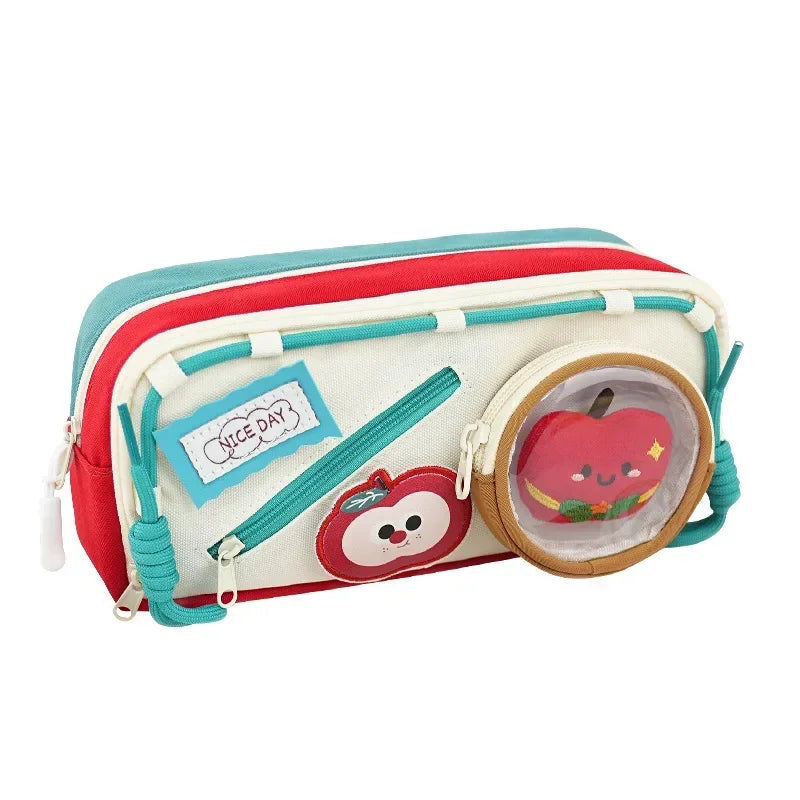 Cute Canvas Pen Bags Multi-layers Large Capacity Good-looking Pencil Cases Ins Style School Stationery Supplies Gift For Kids Peaceful Pleasures Health and Wellness